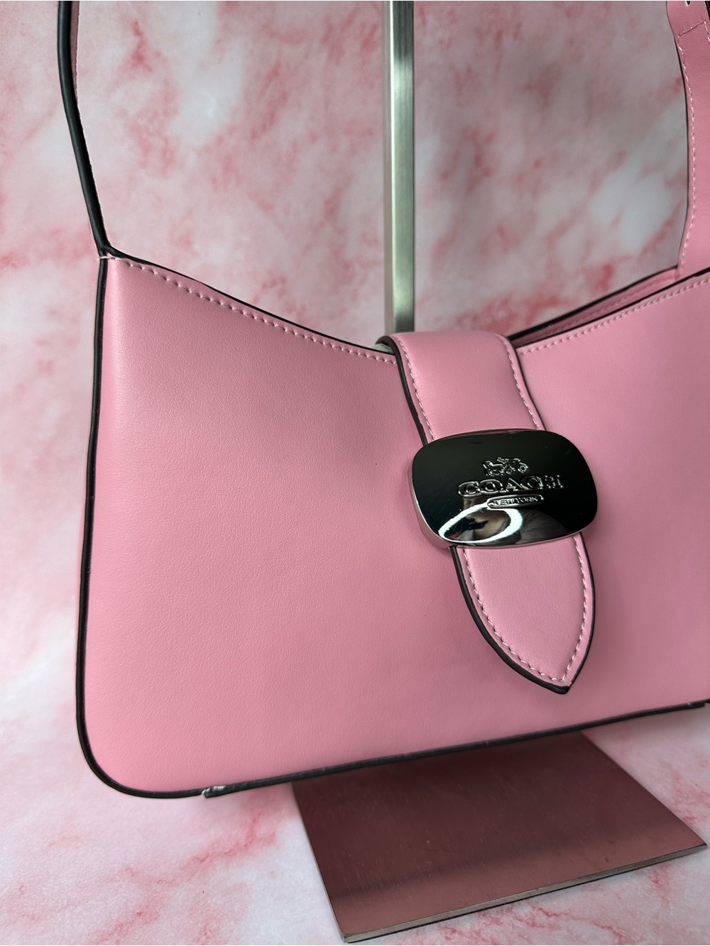 Summer Coach Eliza Pink Shoulder Bag Turnlock Y2K Baguette Purse - Picture 3 of 14